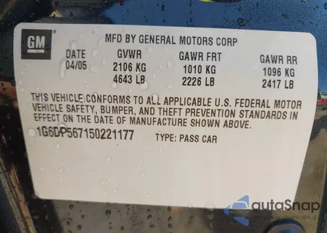 2005 Cadillac Cts Standard z USA, uszkodzony, nr VIN 1G6DP567150221177